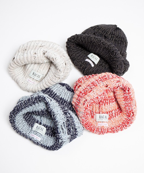 RACAL（ラカル）の「Low Gauge Ripped Knit Watch / ローゲージダメージ加工ニットワッチ（ニットキャップ/ビーニー・レディース・ブラック×グレー/ブルー系その他/ベージュ系その他/レッド系その他・FREE）」の7枚目の写真