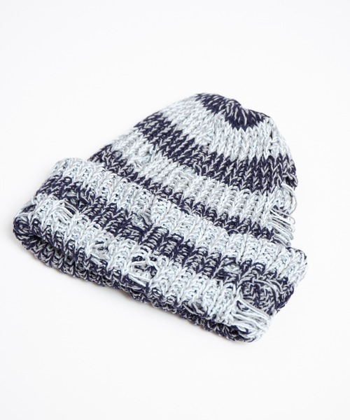 RACAL（ラカル）の「Low Gauge Ripped Knit Watch / ローゲージダメージ加工ニットワッチ（ニットキャップ/ビーニー・レディース・ブラック×グレー/ブルー系その他/ベージュ系その他/レッド系その他・FREE）」の11枚目の写真