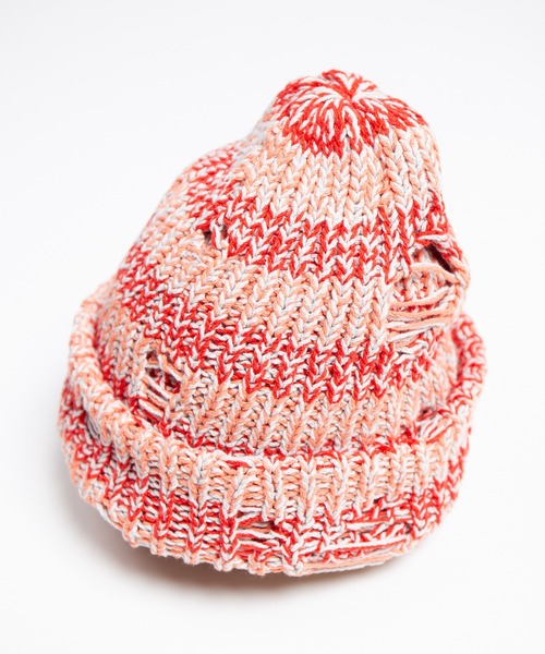 RACAL（ラカル）の「Low Gauge Ripped Knit Watch / ローゲージダメージ加工ニットワッチ（ニットキャップ/ビーニー・レディース・ブラック×グレー/ブルー系その他/ベージュ系その他/レッド系その他・FREE）」の14枚目の写真