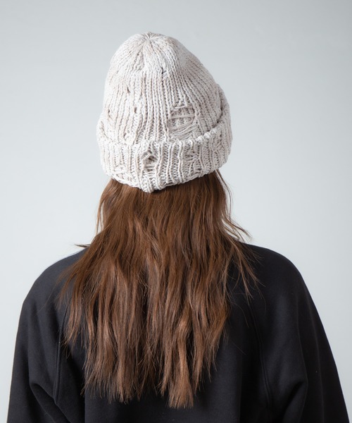 RACAL（ラカル）の「Low Gauge Ripped Knit Watch / ローゲージダメージ加工ニットワッチ（ニットキャップ/ビーニー・レディース・ブラック×グレー/ブルー系その他/ベージュ系その他/レッド系その他・FREE）」の22枚目の写真