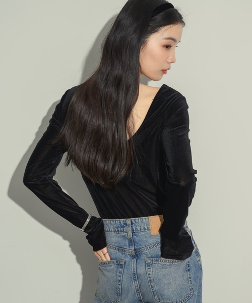 シアーベロアバックシャントップス（Tシャツ/カットソー