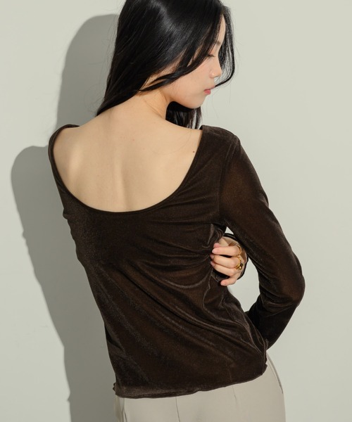 NEUNA（ヌナ）の「シアーベロアバックシャントップス（Tシャツ/カットソー・レディース・ブラウン/ブラック/ネイビー・FREE）」の10枚目の写真