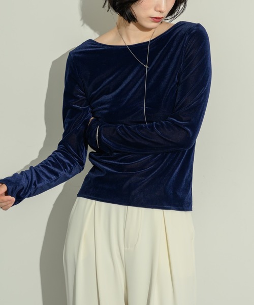 NEUNA（ヌナ）の「シアーベロアバックシャントップス（Tシャツ/カットソー・レディース・ブラウン/ブラック/ネイビー・FREE）」の13枚目の写真