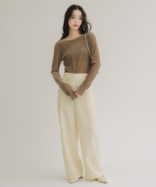 NEUNA（ヌナ）の「シアーベロアバックシャントップス（Tシャツ/カットソー・レディース・ブラウン/ブラック/ネイビー/ベージュ・FREE）」の7枚目の写真