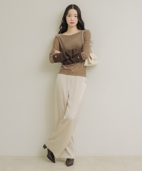 NEUNA（ヌナ）の「シアーベロアバックシャントップス（Tシャツ/カットソー・レディース・ブラウン/ブラック/ネイビー/ベージュ・FREE）」の21枚目の写真