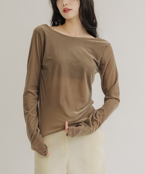 NEUNA（ヌナ）の「シアーベロアバックシャントップス（Tシャツ/カットソー・レディース・ブラウン/ブラック/ネイビー/ベージュ・FREE）」の13枚目の写真