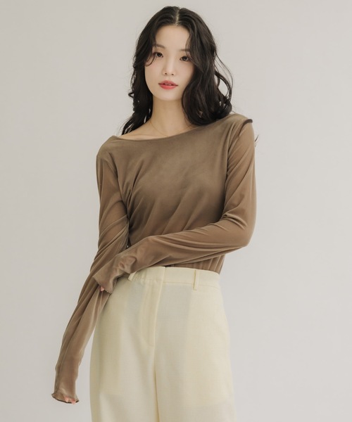 NEUNA（ヌナ）の「シアーベロアバックシャントップス（Tシャツ/カットソー・レディース・ブラウン/ブラック/ネイビー/ベージュ・FREE）」の12枚目の写真
