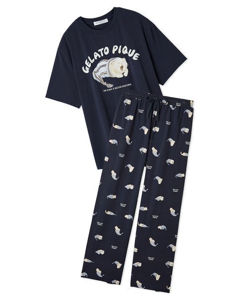 ONLINE限定】【HOMME】sleeping cat ワンポイントTシャツ＆総柄ロング