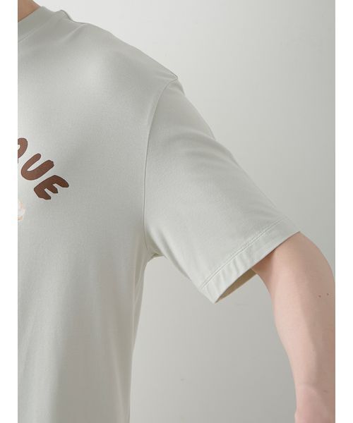 gelato pique（ジェラートピケ）の「【ONLINE限定】【HOMME】sleeping cat ワンポイントTシャツ＆総柄ロングパンツセット（ルームウェア/パジャマ・メンズ・ミント/オフホワイト/ネイビー・M/L）」の16枚目の写真