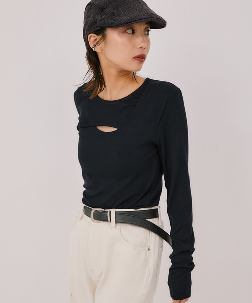 LIENCOEUR（リアンクール）の「ラウンドレイヤードトップス（Tシャツ/カットソー・レディース・ブラウン/ブラック/ホワイト/グレー・FREE）」の2枚目の写真