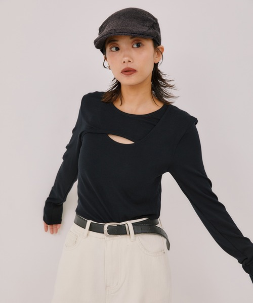 LIENCOEUR（リアンクール）の「ラウンドレイヤードトップス（Tシャツ/カットソー・レディース・ブラウン/ブラック/ホワイト/グレー・FREE）」の11枚目の写真