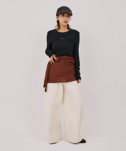 LIENCOEUR（リアンクール）の「ラウンドレイヤードトップス（Tシャツ/カットソー・レディース・ブラウン/ブラック/ホワイト/グレー・FREE）」の16枚目の写真