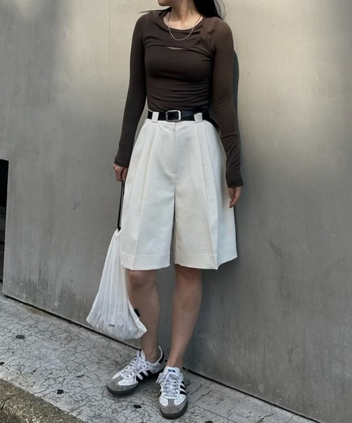 LIENCOEUR（リアンクール）の「ラウンドレイヤードトップス（Tシャツ/カットソー・レディース・ブラウン/ブラック/ホワイト/グレー・FREE）」の7枚目の写真