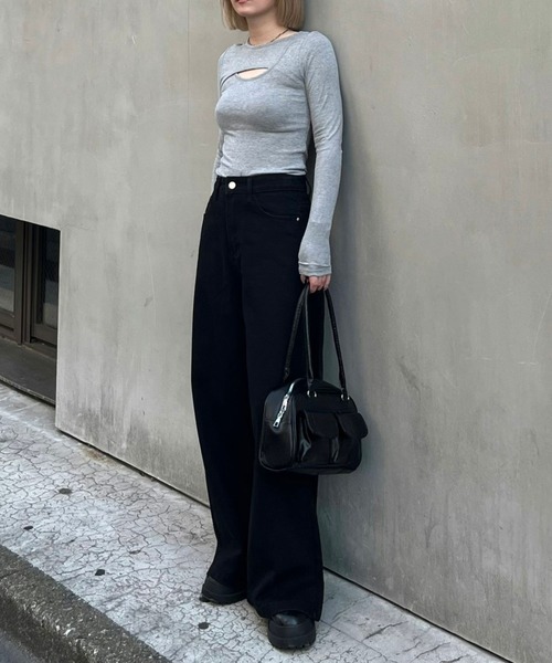 LIENCOEUR（リアンクール）の「ラウンドレイヤードトップス（Tシャツ/カットソー・レディース・ブラウン/ブラック/ホワイト/グレー・FREE）」の8枚目の写真