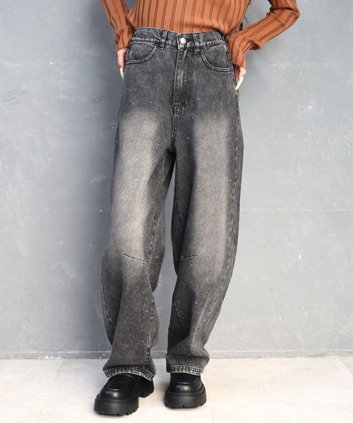 CECIL McBEE（セシルマクビー）の「ラインストーン付きカーブデニムパンツ（デニムパンツ・レディース・ライトブルー/ブラック・LARGE/MEDIUM）」の10枚目の写真