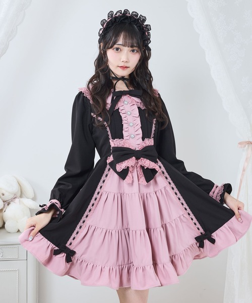 DearMyLove(ディアマイラブ)の「プリンセスティアードはしごレースフリルワンピース(ワンピース・レディース・ブラック系その他2/ブラック×ピンク/ピンク系その他/ブラック×ホワイト/ベビーピンク/ブラック系その他・3L/LL/LARGE/MEDIUM)」の2枚目の写真