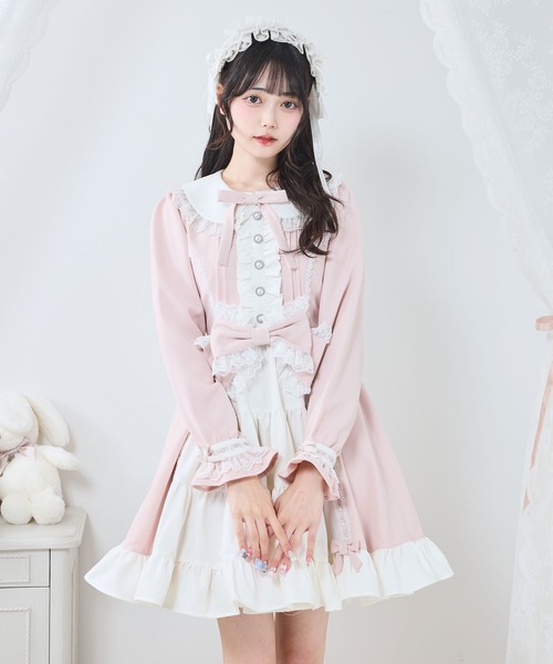 DearMyLove(ディアマイラブ)の「プリンセスティアードはしごレースフリルワンピース(ワンピース・レディース・ブラック系その他2/ブラック×ピンク/ピンク系その他/ブラック×ホワイト/ベビーピンク/ブラック系その他・3L/LL/LARGE/MEDIUM)」の6枚目の写真