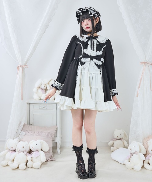 DearMyLove(ディアマイラブ)の「プリンセスティアードはしごレースフリルワンピース(ワンピース・レディース・ブラック系その他2/ブラック×ピンク/ピンク系その他/ブラック×ホワイト/ベビーピンク/ブラック系その他・3L/LL/LARGE/MEDIUM)」の4枚目の写真
