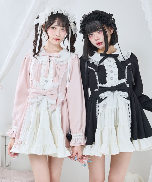 DearMyLove(ディアマイラブ)の「プリンセスティアードはしごレースフリルワンピース(ワンピース・レディース・ブラック系その他2/ブラック×ピンク/ピンク系その他/ブラック×ホワイト/ベビーピンク/ブラック系その他・3L/LL/LARGE/MEDIUM)」の8枚目の写真