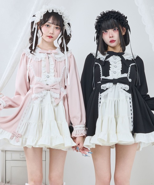 DearMyLove(ディアマイラブ)の「プリンセスティアードはしごレースフリルワンピース(ワンピース・レディース・ブラック系その他2/ブラック×ピンク/ピンク系その他/ブラック×ホワイト/ベビーピンク/ブラック系その他・3L/LL/LARGE/MEDIUM)」の12枚目の写真