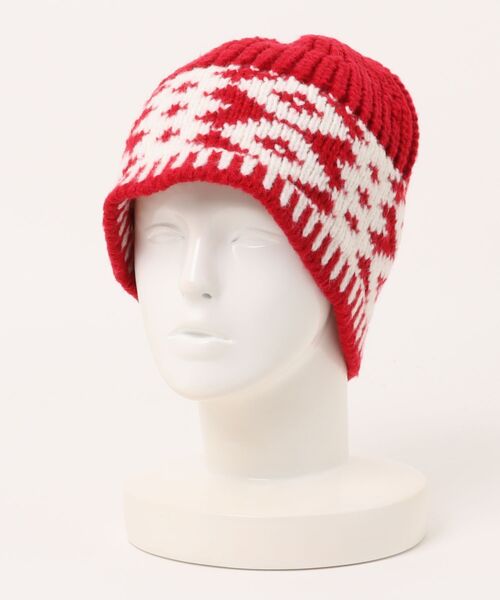 Burner（バーナー）の「【OKUOKU　0909】配色カラー　ニット帽 oku-bosi-4（ニットキャップ/ビーニー・レディース・ベージュ系その他2/ブラック系その他2/ホワイト系その他2/レッド系その他2・FREE）」の4枚目の写真