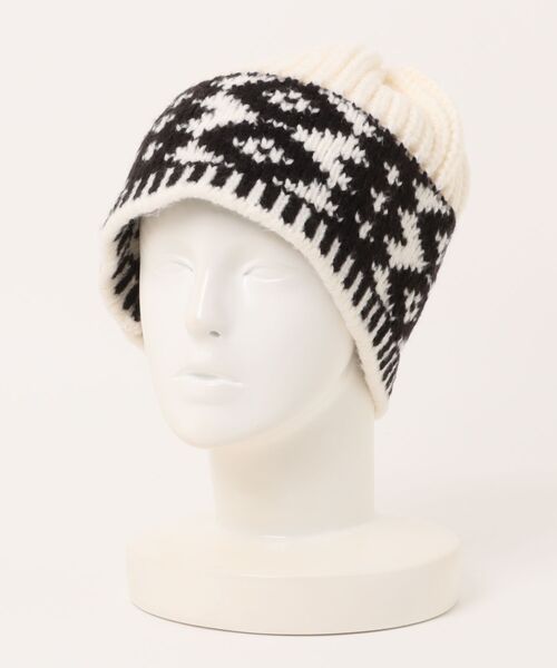 Burner（バーナー）の「【OKUOKU　0909】配色カラー　ニット帽 oku-bosi-4（ニットキャップ/ビーニー・レディース・ベージュ系その他2/ブラック系その他2/ホワイト系その他2/レッド系その他2・FREE）」の5枚目の写真