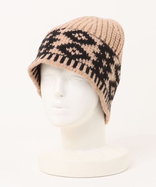 Burner（バーナー）の「【OKUOKU　0909】配色カラー　ニット帽 oku-bosi-4（ニットキャップ/ビーニー・レディース・ベージュ系その他2/ブラック系その他2/ホワイト系その他2/レッド系その他2・FREE）」の7枚目の写真