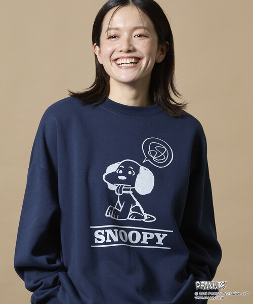 FREAK'S STORE(フリークスストア)の「限定展開 PEANUTS/ピーナッツ 別注 フロントプリント クルーネックスウェット/スヌーピー(スウェット・メンズ・アッシュグレー/ネイビー/スミクロ/ピンク・SMALL/MEDIUM/LARGE)」の3枚目の写真