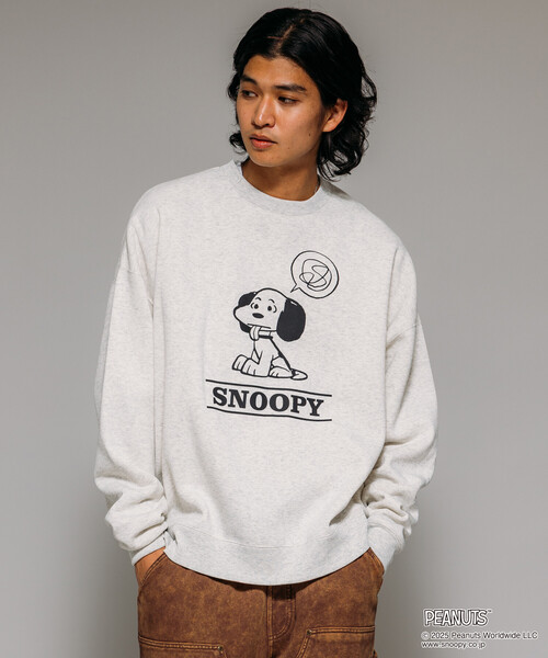 FREAK'S STORE(フリークスストア)の「限定展開 PEANUTS/ピーナッツ 別注 フロントプリント クルーネックスウェット/スヌーピー(スウェット・メンズ・アッシュグレー/ネイビー/スミクロ/ピンク・SMALL/MEDIUM/LARGE)」の14枚目の写真