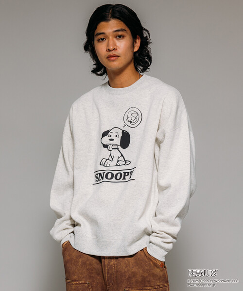 セール】限定展開 PEANUTS/ピーナッツ 別注 フロントプリント クルー
