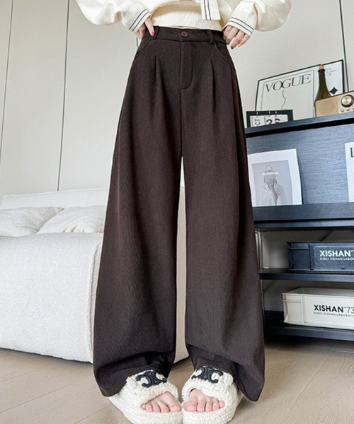 CADBURY（キャドバリー）の「細ｺｰﾃﾞｨﾛｲﾀﾞﾌﾞﾙﾀｯｸﾜｲﾄﾞﾊﾟﾝﾂ（その他パンツ・レディース・ブラウン/ベージュ/ホワイト/ブラック/ダークブラウン・SMALL/MEDIUM/LARGE/X-LARGE）」の3枚目の写真