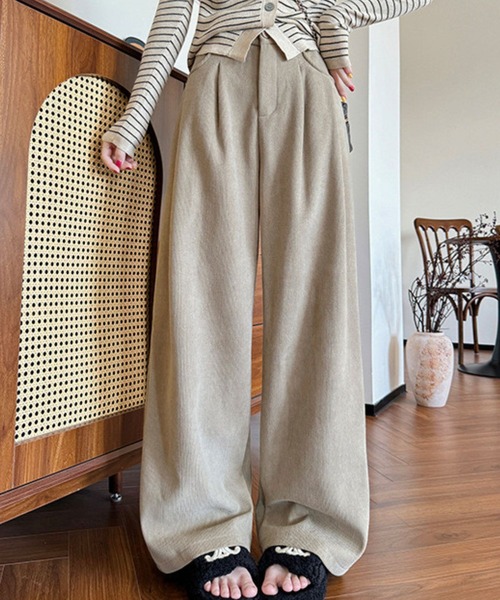 CADBURY（キャドバリー）の「細ｺｰﾃﾞｨﾛｲﾀﾞﾌﾞﾙﾀｯｸﾜｲﾄﾞﾊﾟﾝﾂ（その他パンツ・レディース・ブラウン/ベージュ/ホワイト/ブラック/ダークブラウン・SMALL/MEDIUM/LARGE/X-LARGE）」の5枚目の写真