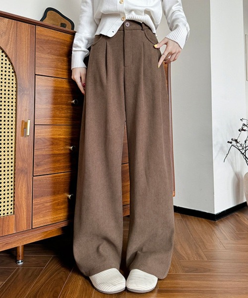 CADBURY（キャドバリー）の「細ｺｰﾃﾞｨﾛｲﾀﾞﾌﾞﾙﾀｯｸﾜｲﾄﾞﾊﾟﾝﾂ（その他パンツ・レディース・ブラウン/ベージュ/ホワイト/ブラック/ダークブラウン・SMALL/MEDIUM/LARGE/X-LARGE）」の4枚目の写真