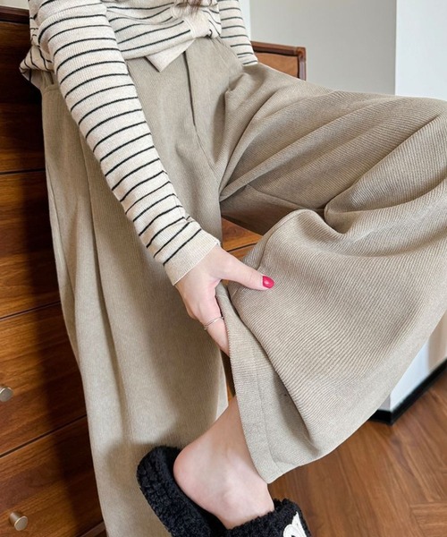 CADBURY（キャドバリー）の「細ｺｰﾃﾞｨﾛｲﾀﾞﾌﾞﾙﾀｯｸﾜｲﾄﾞﾊﾟﾝﾂ（その他パンツ・レディース・ブラウン/ベージュ/ホワイト/ブラック/ダークブラウン・SMALL/MEDIUM/LARGE/X-LARGE）」の6枚目の写真