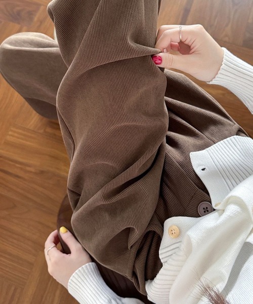 CADBURY（キャドバリー）の「細ｺｰﾃﾞｨﾛｲﾀﾞﾌﾞﾙﾀｯｸﾜｲﾄﾞﾊﾟﾝﾂ（その他パンツ・レディース・ブラウン/ベージュ/ホワイト/ブラック/ダークブラウン・SMALL/MEDIUM/LARGE/X-LARGE）」の7枚目の写真