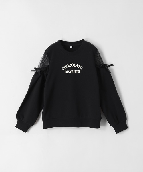 キッズ 肩あきチュールスウェットトップス（スウェット）｜coca