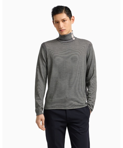 ジン様 【極美品】EMPORIO ARMANI ニット セーター ウール セーター バージンウール ジャカードロゴディテール | Emporio