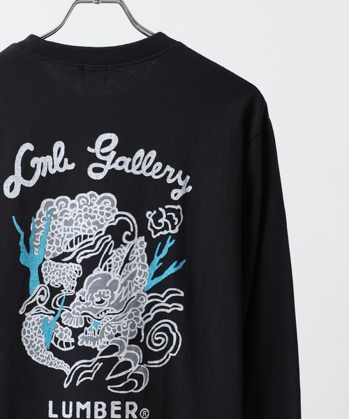 LUMBER(ランバー)の「プリントロングTシャツ(Tシャツ/カットソー・メンズ・ベージュ/ネイビー系1/カーキ/ホワイト系2/ホワイト系1/ホワイト系/ブラック/ホワイト系5/ホワイト系3/ブラック系5/ベージュ系2/ベージュ系/カーキ系1/カーキ系/ブラック系/ホワイト系9/ホワイト系8/ホワイト系7/ネイビー系/カーキ系2/ベージュ系3/ベージュ系1/ブラック系4/ブラック系2/ブラック系3/ブラック系1/ホワイト系6/ホワイト系4/ウッド/ホワイト/ネイビー・M/XL/L)」の18枚目の写真