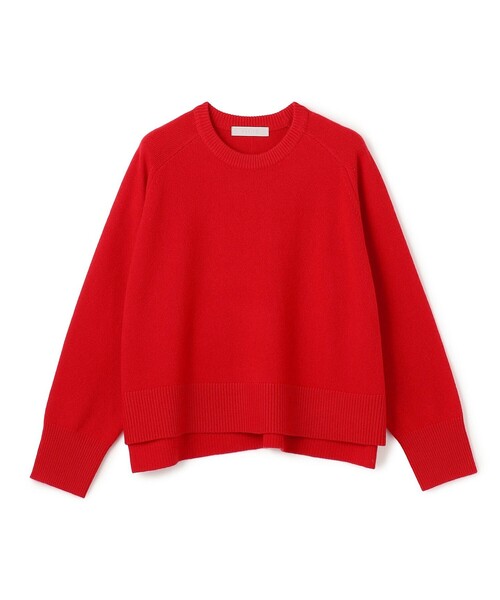 新品タグ付✨ FRAMeWORK コットンカシミヤ クルーネックニット 赤 F セール】カシミヤブレンド クルーネックニット（ニット/セーター