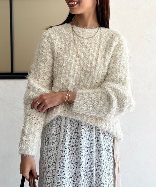 Chez toi（シェトワ）の「ラメフェザーモールネッププルオーバー（ニット/セーター・レディース・アイボリー/グレイッシュベージュ/チャコールグレー/イエロー・FREE）」の19枚目の写真