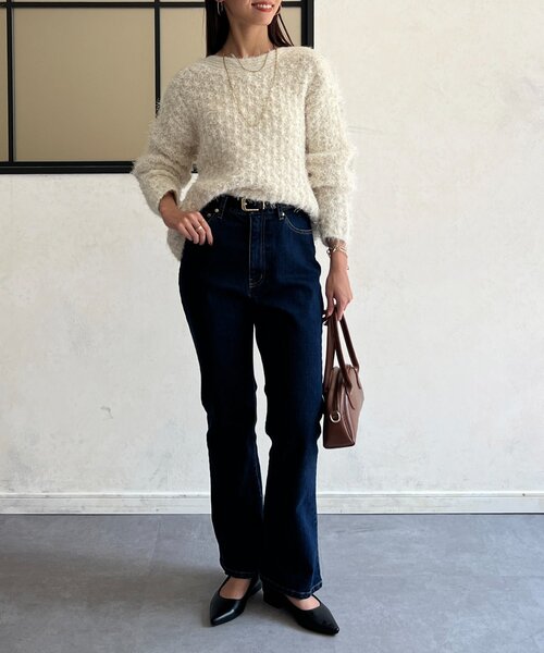 Chez toi（シェトワ）の「ラメフェザーモールネッププルオーバー（ニット/セーター・レディース・アイボリー/グレイッシュベージュ/チャコールグレー/イエロー・FREE）」の5枚目の写真