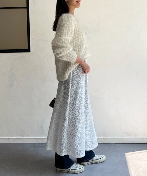 Chez toi（シェトワ）の「ラメフェザーモールネッププルオーバー（ニット/セーター・レディース・アイボリー/グレイッシュベージュ/チャコールグレー/イエロー・FREE）」の8枚目の写真