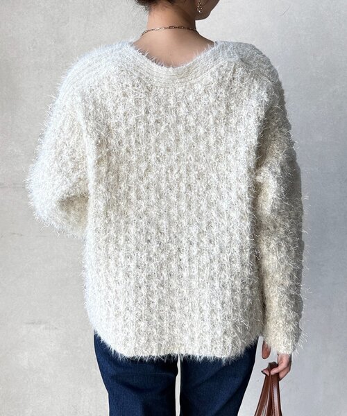 Chez toi（シェトワ）の「ラメフェザーモールネッププルオーバー（ニット/セーター・レディース・アイボリー/グレイッシュベージュ/チャコールグレー/イエロー・FREE）」の12枚目の写真