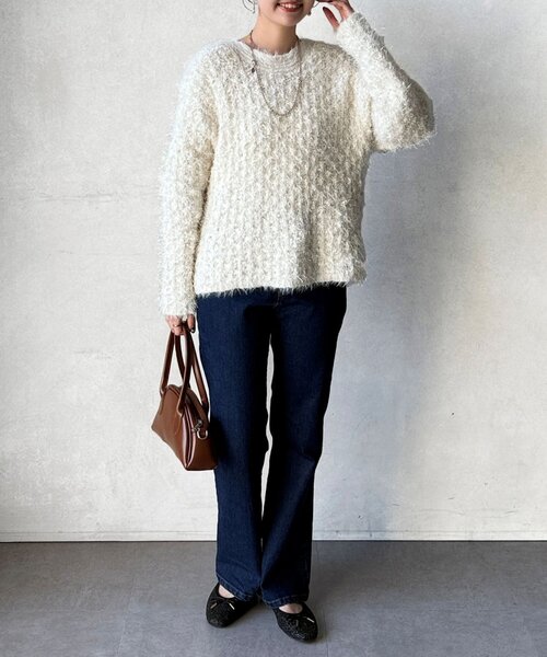 Chez toi（シェトワ）の「ラメフェザーモールネッププルオーバー（ニット/セーター・レディース・アイボリー/グレイッシュベージュ/チャコールグレー/イエロー・FREE）」の13枚目の写真