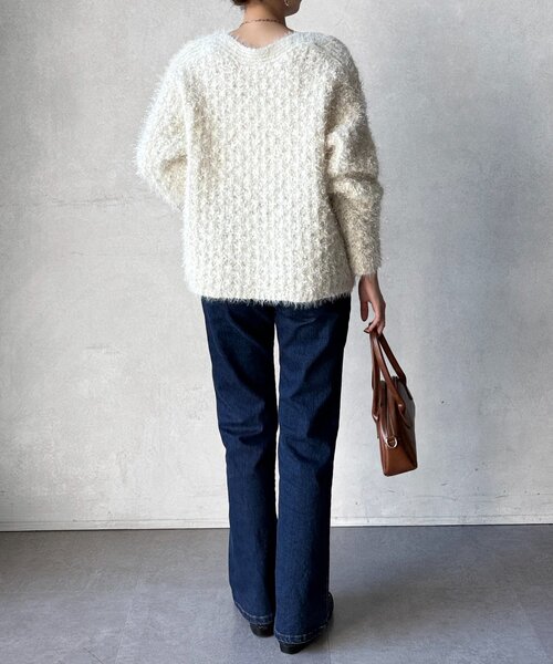 Chez toi（シェトワ）の「ラメフェザーモールネッププルオーバー（ニット/セーター・レディース・アイボリー/グレイッシュベージュ/チャコールグレー/イエロー・FREE）」の14枚目の写真