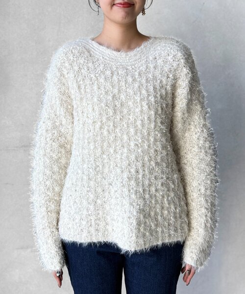 Chez toi（シェトワ）の「ラメフェザーモールネッププルオーバー（ニット/セーター・レディース・アイボリー/グレイッシュベージュ/チャコールグレー/イエロー・FREE）」の15枚目の写真