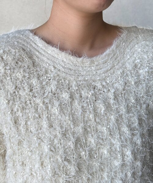 Chez toi（シェトワ）の「ラメフェザーモールネッププルオーバー（ニット/セーター・レディース・アイボリー/グレイッシュベージュ/チャコールグレー/イエロー・FREE）」の21枚目の写真