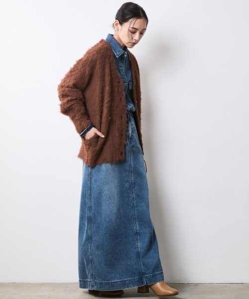 CHIC STYLE(シックスタイル)の「へアリーニットカーディガン<大きいサイズ有>シックスタイル(カーディガン/ボレロ・レディース・グレー/ブラウン・5L/4L/3L/LL/L/M)」の12枚目の写真