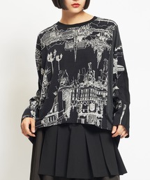 gomme（ゴム）の「中欧プリント天竺　Ｂバルーン長袖Ｔ（Tシャツ/カットソー）」