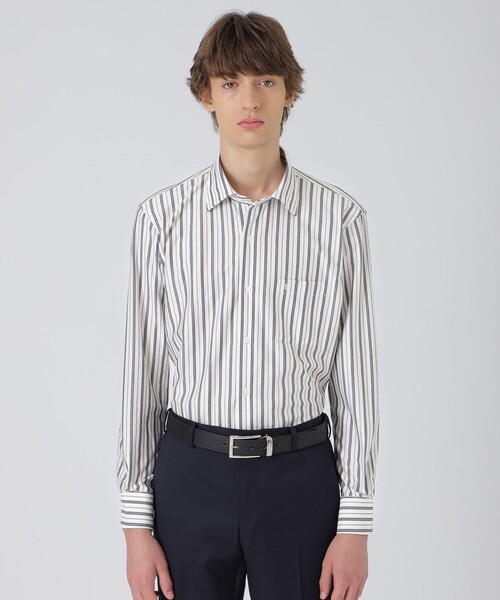 BLACK LABEL CRESTBRIDGE（ブラックレーベル・クレストブリッジ）の「カネマサオルタネ－トストライプジャージーセミワイドカラーシャツ（シャツ/ブラウス・メンズ・ホワイト・S/M/L/XL）」の2枚目の写真